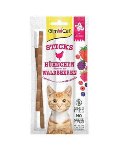 GIMCAT Sticks Chicken&Wild Berries 3tk kana- ja marjapulgad
