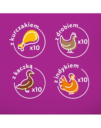WHISKAS Potrawka Adult 40x85g Poultry Flavours - märja kassitoit želees (kana, pardi-, linnu- ja kalkunitoiduga)