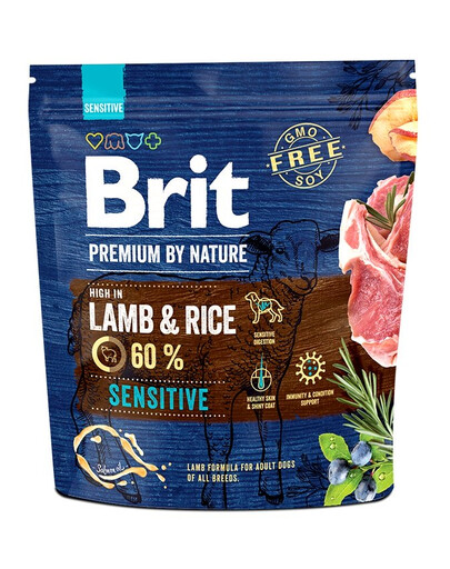 BRIT Premium By Nature Tundlikule  lambalihaga ja riisiga 1 kg