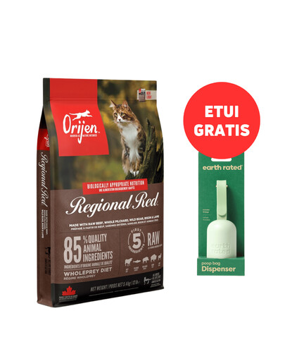 ORIJEN Regional Red Cat 5.4 kg + EARTH RATED Case - lõhnastamata kotid 15 tk. GRATIS