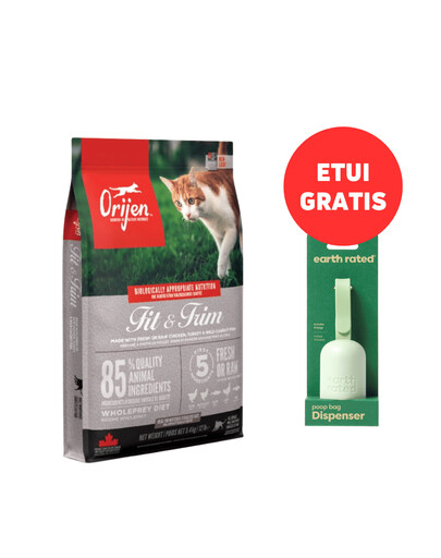ORIJEN Fit & Trim Cat 5,4 kg + EARTH RATED Case - lõhnastamata kotid 15 tk. GRATIS