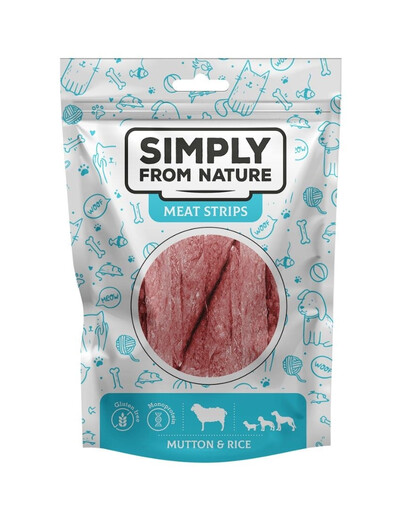 SIMPLY FROM NATURE Meat Strips Liha ribad lambaliha ja riisiga koertele 80 g