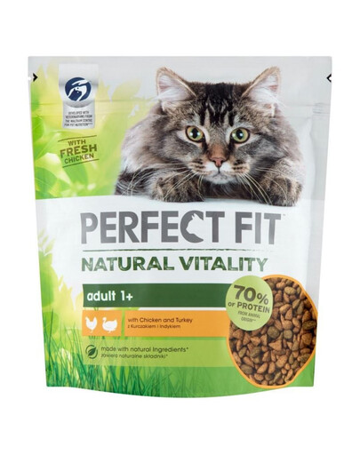 PERFECT FIT Natural Vitality 1+ z Chicken and Turkey 6x650 g - kuivtoit täiskasvanud kassidele