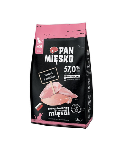 PAN MIĘSKO kanalihaga ja küülikuga XS 5 kg kassipoegadele