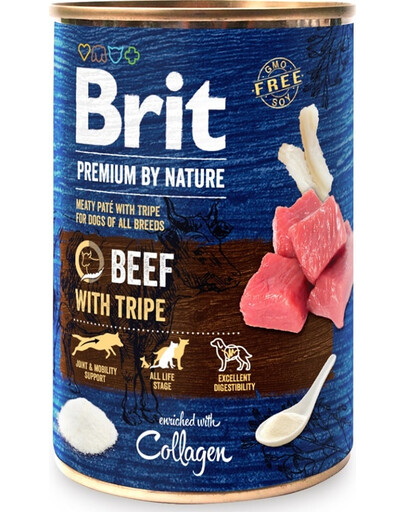 BRIT Premium by Nature Beef and tripes 400 g veiseliha ja roogade naturaalne koeratoit