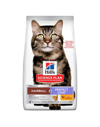 HILL'S Science Plan Hairball & Perfect Coat 7kg karma z kurczakiem dla dorosłych kotów