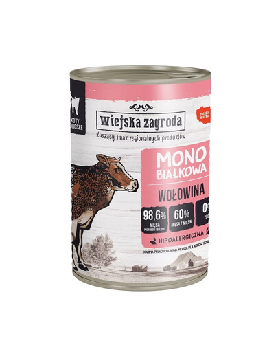 WIEJSKA ZAGRODA Veiseliha monoproteiinist märja kassitoit 400g