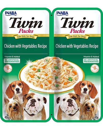 INABA Dog Twin Kana, köögiviljad puljongis koertele 2x40 g