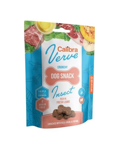 CALIBRA Dog Verve Crunchy Snack Insect&Fresh Lamb 150 g teraviljavaba maiuspala putukate ja lambalihaga