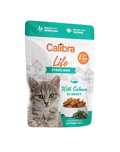 CALIBRA Cat Life Pouch Steriliseeritud lõhe kastmes 85 g Lõhe kastmes steriliseeritud kassidele