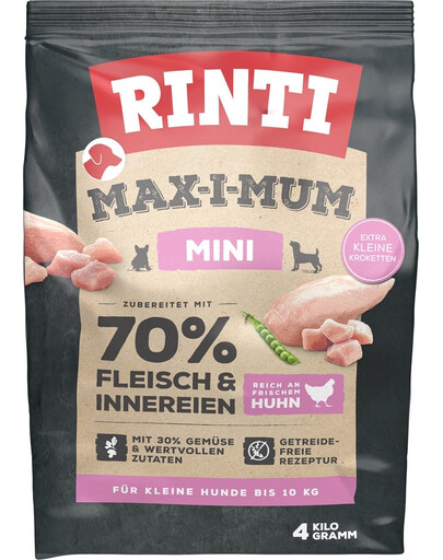 RINTI MAX-I-MUM Mini Adult Chicken kanalihaga väikestele tõugudele 4 kg