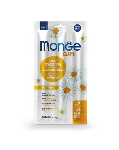 MONGE Kingitus Pehmed pulgad Kitten Forell koos kummeliga 15 g