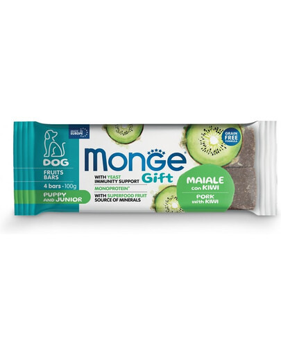 MONGE Gift Fruits Bars Puppy and Junior Wieprzowina z kiwi 100 g