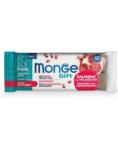 MONGE Gift Granola Bars Dog Adult lõhe granaatõunaga 120 g