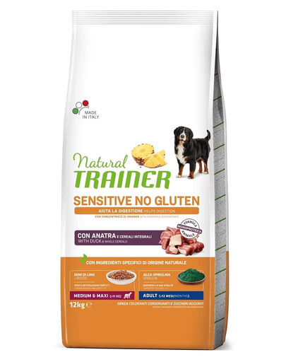 TRAINER Natural Sensitive No Gluten Medium Maxi Adult koos pardiga 12kg