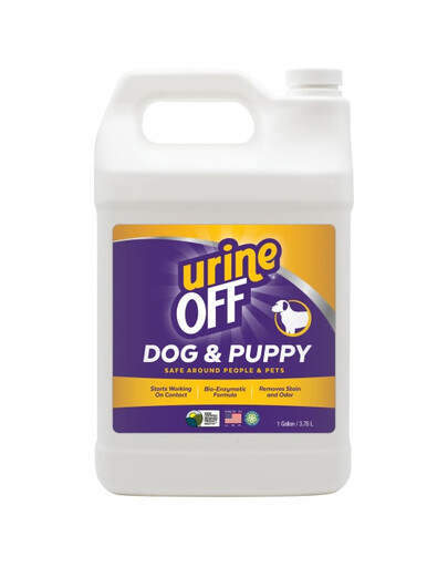 URINE OFF Dog & Puppy Formula šlapimo kvapą ir dėmes naikinanti priemonė 3,78 l