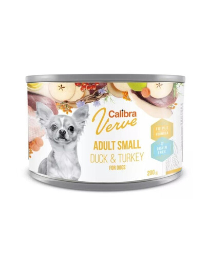 CALIBRA Dog Verve GF Adult Small Duck&Turkey 200 g teraviljavaba märgtoit pardi ja kalkuniga väikestele tõugu koertele