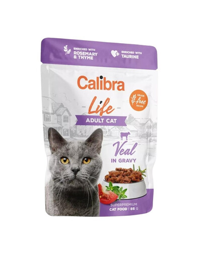 CALIBRA Cat Life pouch Adult Veal in gravy 85g cielęcina w sosie dla kotów