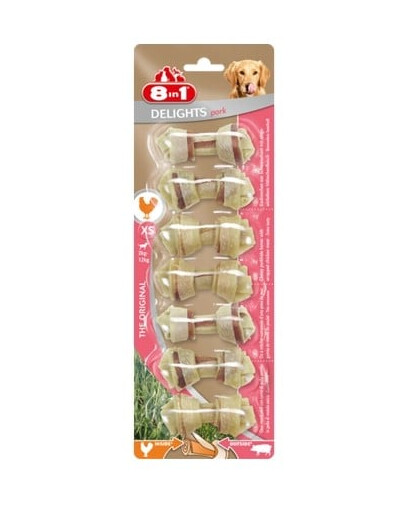 8In1 maiuspala Pork Delights Bones XS 7 tk