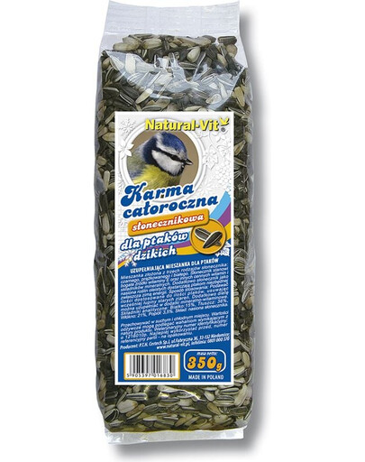 NATURAL-VIT  Saulėgražių papildomas laukinių paukščių mišinys visiems metams 350 g