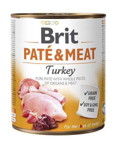 BRIT Pate & meat turkey 800 g märgtoit koertele kalkunilihaga
