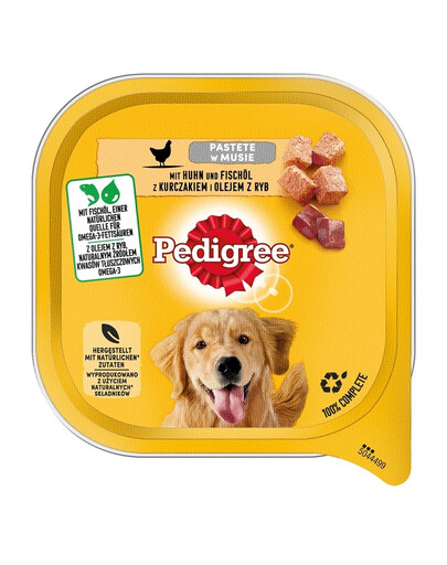 PEDIGREE Täiskasvanute kandik 10x300 g märg koeratoit kana ja kalaõliga vahus