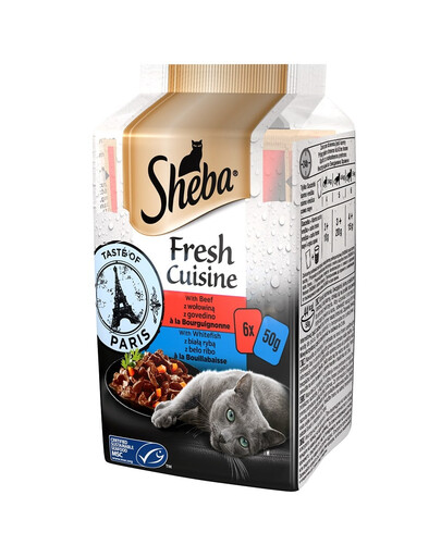 Cheba Fresh Cuisine Taste of Paris märg täistoit täiskasvanud kassidele veiselihaga, valge kala kotikes 12x(6x50g)