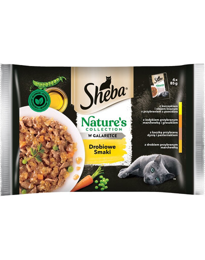 SHEBA Nature's Collection Poultry Flavours märg täistoit täiskasvanud kassidele tarretises kotikeses 13x(4x85g)