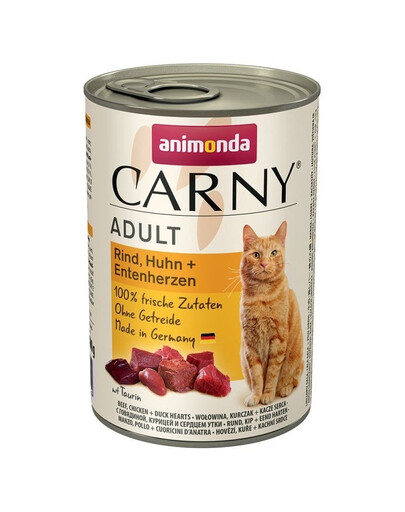 Animonda Carny Adult su jautiena, vištiena ir ančių širdimis 400 g