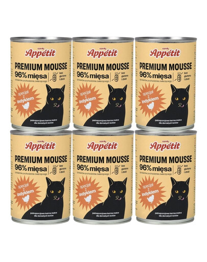 COMFY APPETIT PREMIUM Mousse kalkuniga kassidele 6x400g