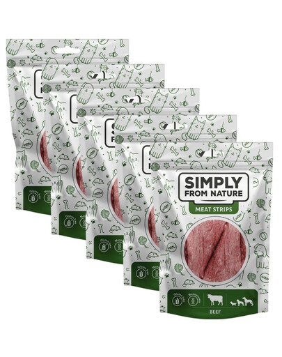 SIMPLY FROM NATURE Meat Strips Veiseliha ribad koertele 5x80 g