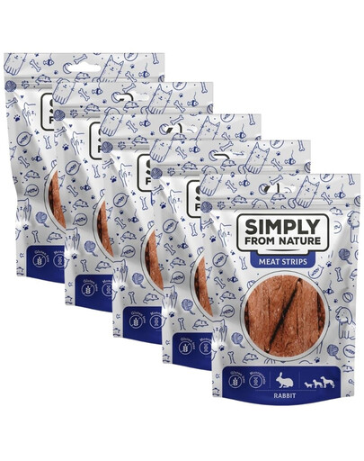 SIMPLY FROM NATURE Meat Strips Küülikuliha ribad koertele 5x80 g