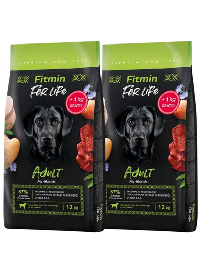 FITMIN Dog For Life Adult 26 kg (12x3 kg) täiskasvanud koerale