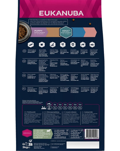 EUKANUBA Grain Free S/M Adult Lamb 3 kg täiskasvanud väikestele ja keskmise suurusega tõugu koertele