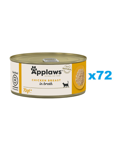 APPLAWS Cat Adult Chicken Breast in Broth pkanarind puljongis 72x70 g
