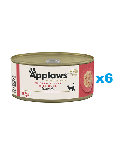 APPLAWS Cat Adult Kana rinnatükk pardiga puljongis 6x156g