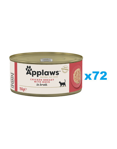 APPLAWS Cat Adult Chicken Breast with Duck in Broth kanarind pardipuljongiga 6x156g
