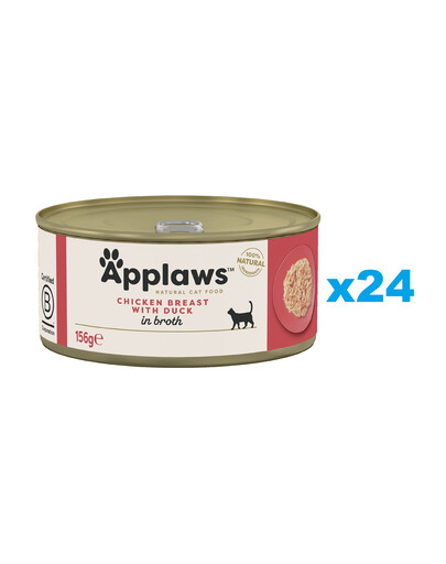 APPLAWS Cat Adult Kana rinnatükk pardiga puljongis 24x156g