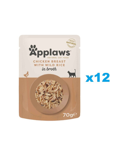 APPLAWS Cat Adult Pouch Chicken Breast with Wild Rice in Broth kana ja metsik riis puljongis 12x70 g