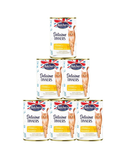 BUTCHER'S Delicious Dinners kassitoit, tükeldatud kana marmelaadis 400g x 6