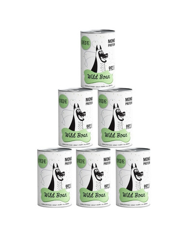 PAKA ZWIERZAKA PEPE Wild Boar 99% (hirve liha) 6x400 g