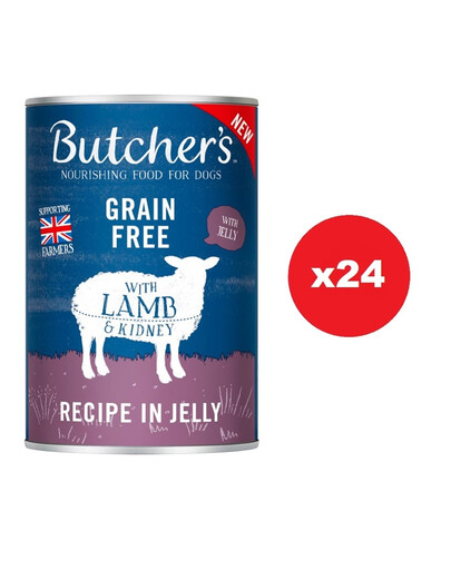BUTCHER'S Original Recipe in Jelly, koeratoit, lambaliha tükkidega  24 x 400g