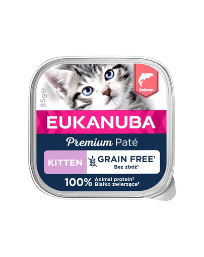EUKANUBA Grain Free Kitten Kassipoegade pasteet Lõhe 16 x 85 g