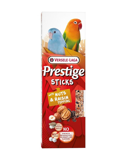 VERSELE-LAGA Prestige Sticks 2 pähkli- ja rosinapuruga pulgad väikestele papagoidele 60g