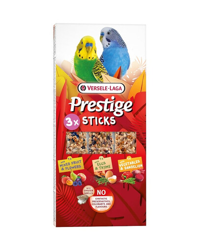 VERSELE-LAGA Prestige Sticks 3 erinevat kolbi väikestele papagoidele 90g