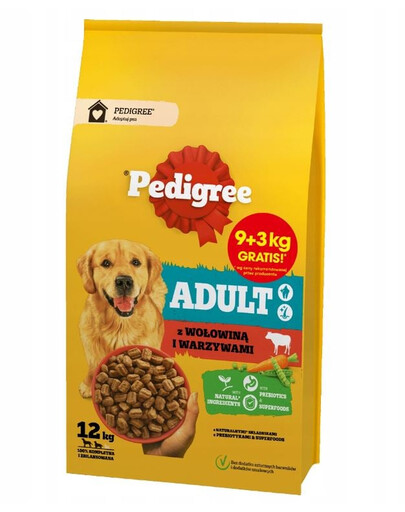 PEDIGREE Adult 9+3 kg veiseliha ja köögiviljadega suurtele ja keskmise suurusega koertele