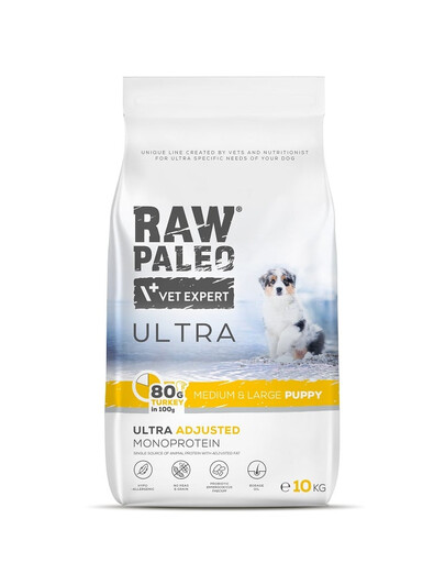 RAW PALEO Ultra Turkey Medium&Large Puppy 10kg keskmist ja suurt tõugu kutsikatele kalkunile