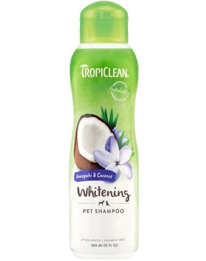 TROPICLEAN Awapuhi & Kookospähkli valgendav šampoon 355ml valge ja kerge karvkatte šampoon koertele ja kassidele