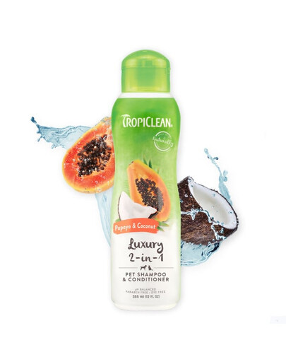 TROPICLEAN Papaya Coconut Shampoo and Conditioner 355ml šampoon ja palsam koertele ja kassidele