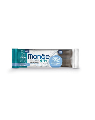 MONGE Puppy ja junior Lihapatukad Sealiha piimaga 2x40g